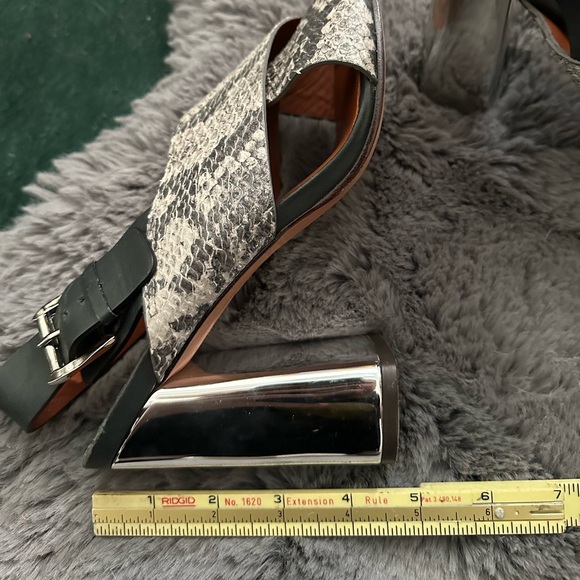 Rebecca Minkoff Black Gray Snake Print Slingback Heels - Picture 14 of 14